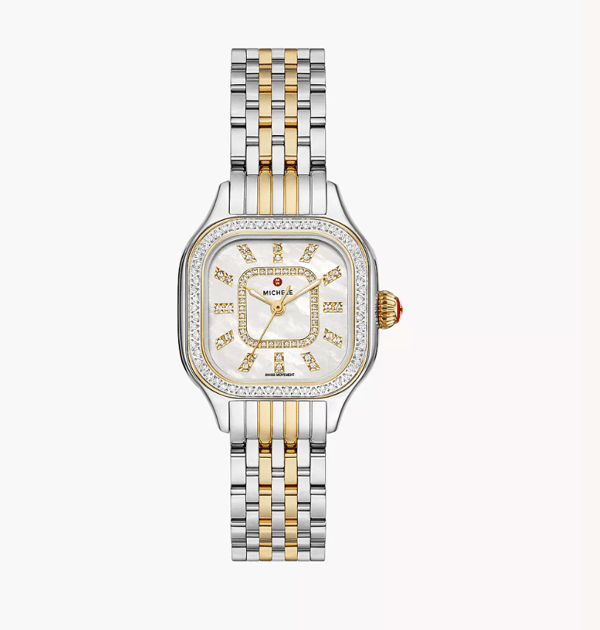 Michele Watches Deco Diamond Stainless Steel Watch