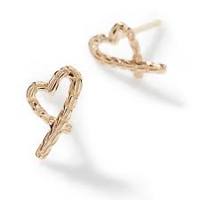 Heart Stud Classic Chain Women  14 Hammered Earrings EGG900277