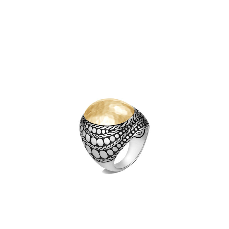 Contemporary  Dot Hammered Women 6  Polished Ring RZ30081X6