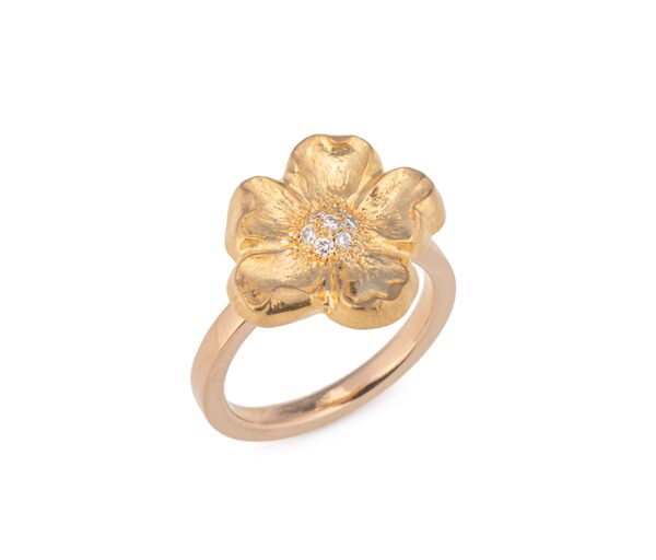 Floral Contemporary  Women  18 Polished Ring FLORA DIA RING