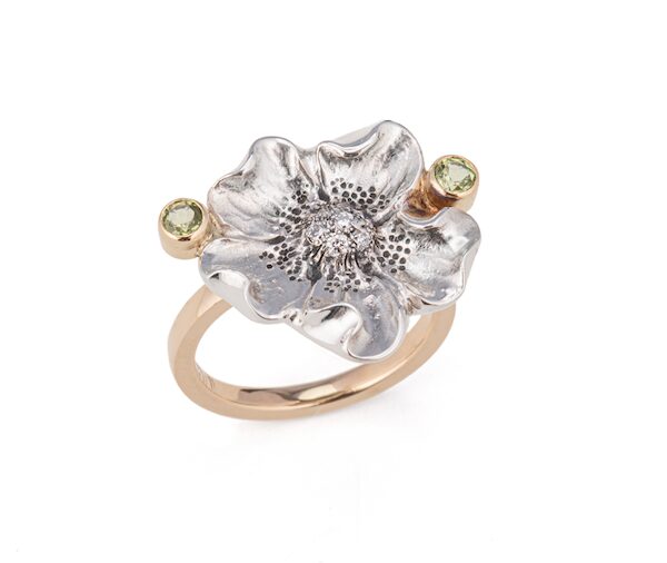 Floral Contemporary  Women 6  Hammered Ring FLORA RING