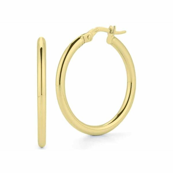 Contemporary Hoop  Women 25 18 Polished Earrings 556025AYER00