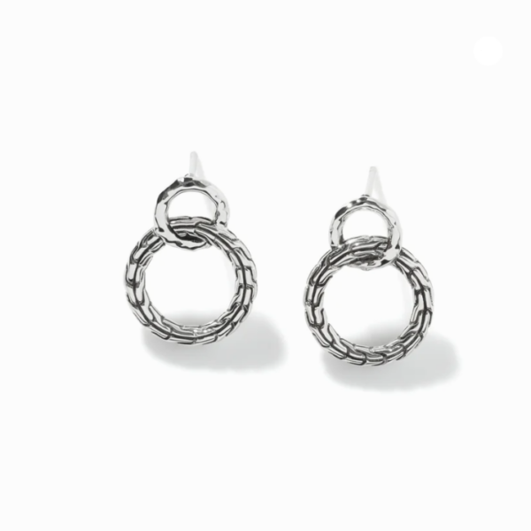 Contemporary Drop Classic Chain Women   Hammered Earrings EB90580