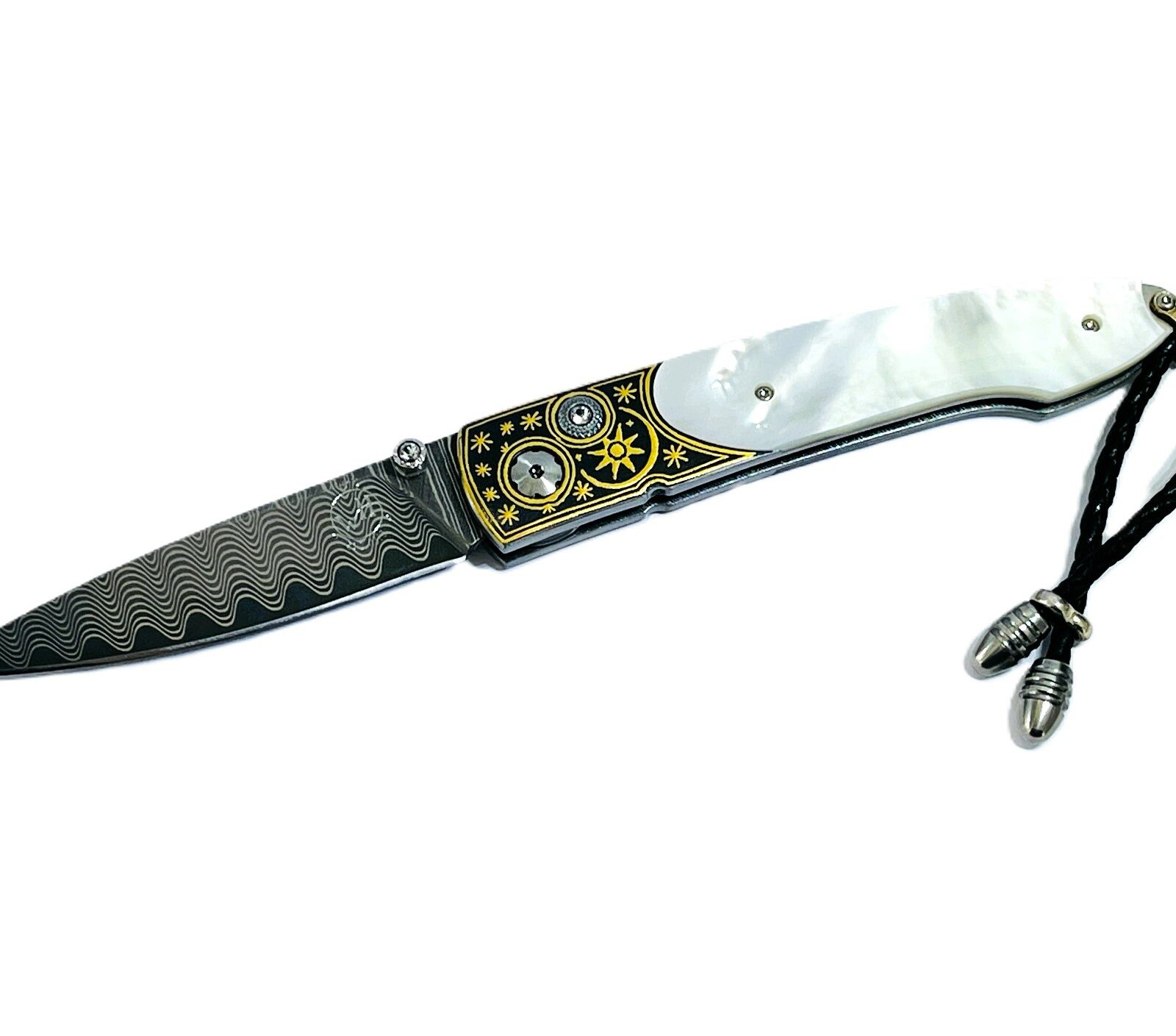 Folding  Unisex 2~22  Carved Mother of Pearl Knife B10 NIGHT SKY