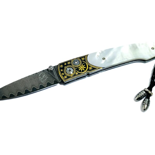 Folding  Unisex 2~22  Carved Mother of Pearl Knife B10 NIGHT SKY