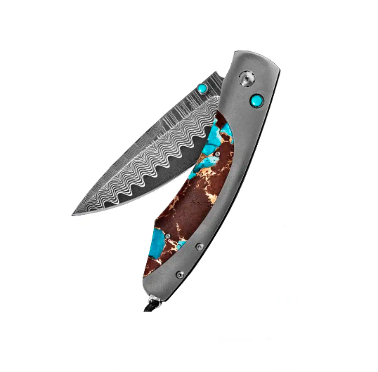Folding  Unisex 3~22  Stone Inlay Knife B12 DESERT BLUES
