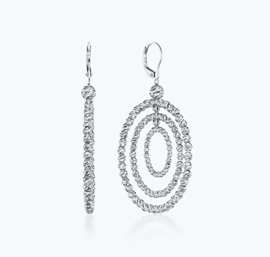 Contemporary Hoop  Women  850/950PT Diamond Cut Earrings PTE8030