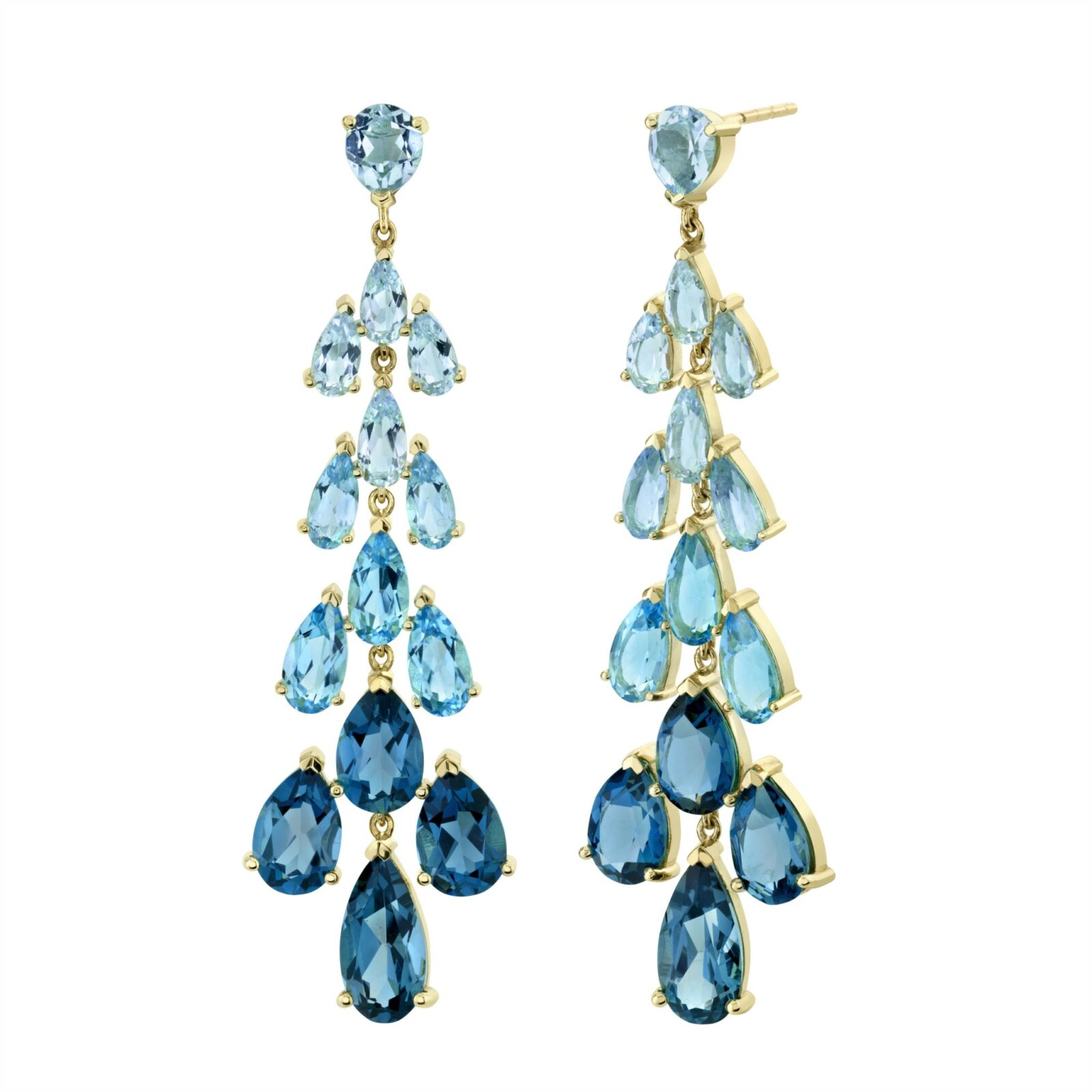 Chandelier  Women  18 Strie Detail Earrings SS-E005I-BTSK-SWB-LB-Y