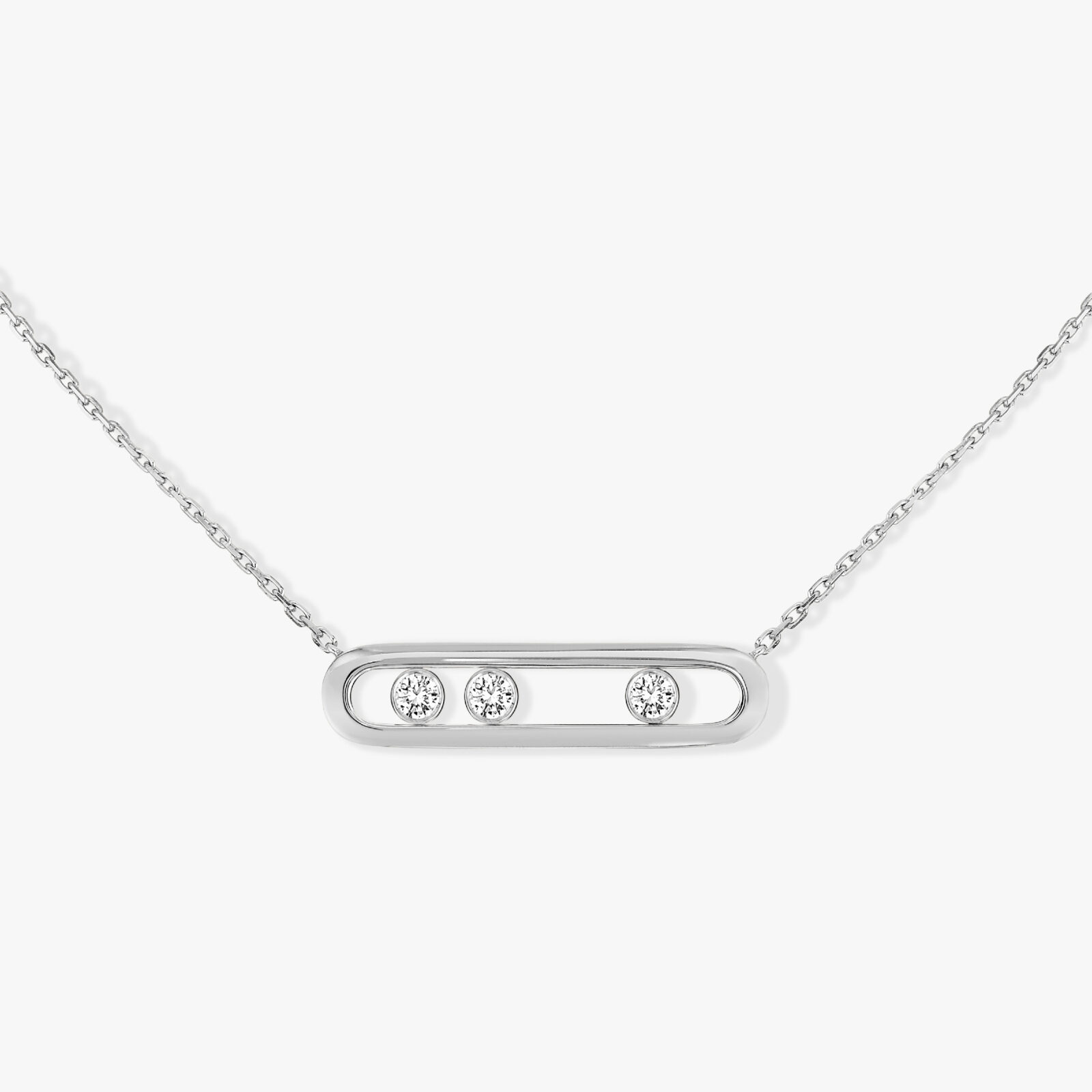 Contemporary Chain Move Uno Women  18 Polished Necklace 03997-WG