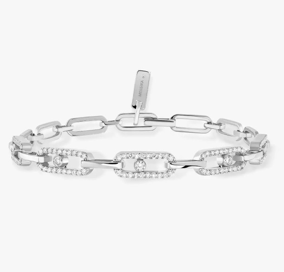 Contemporary Link Move Women  18 Polished Bracelet 12187-WG