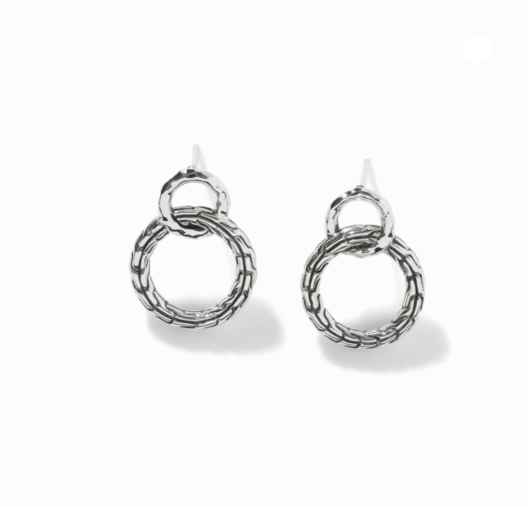 Contemporary Drop Classic Chain Women   Hammered Earrings EB90580