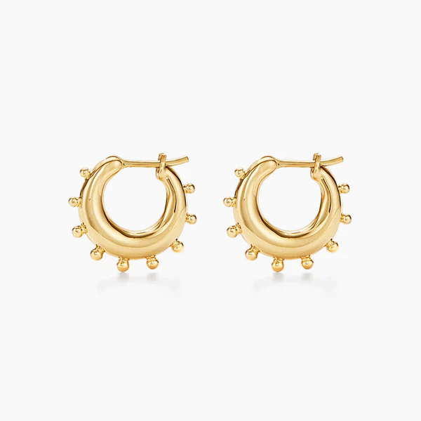 Contemporary Hoop  Women  18 Polished Earrings E18811-GRHHP